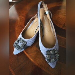 NIB- Pretty Gray Pleated Satin Slingbacks!!❄️💙
